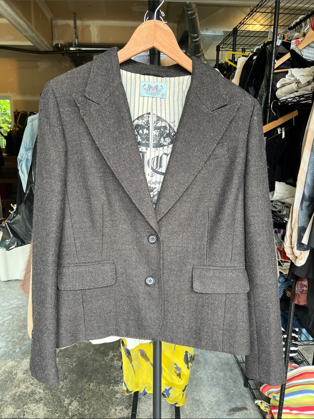 Juicy Couture Dark Brown Tailored Two-Button Blazer